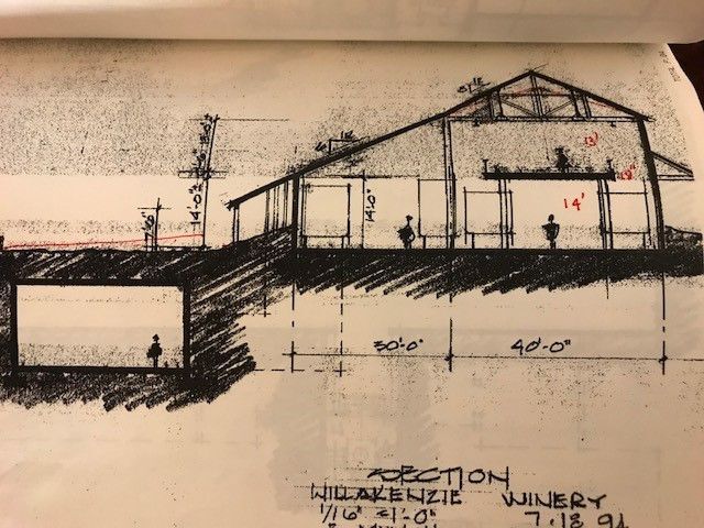 Architect sketch of WillaKenzie Estate Tasting Room.